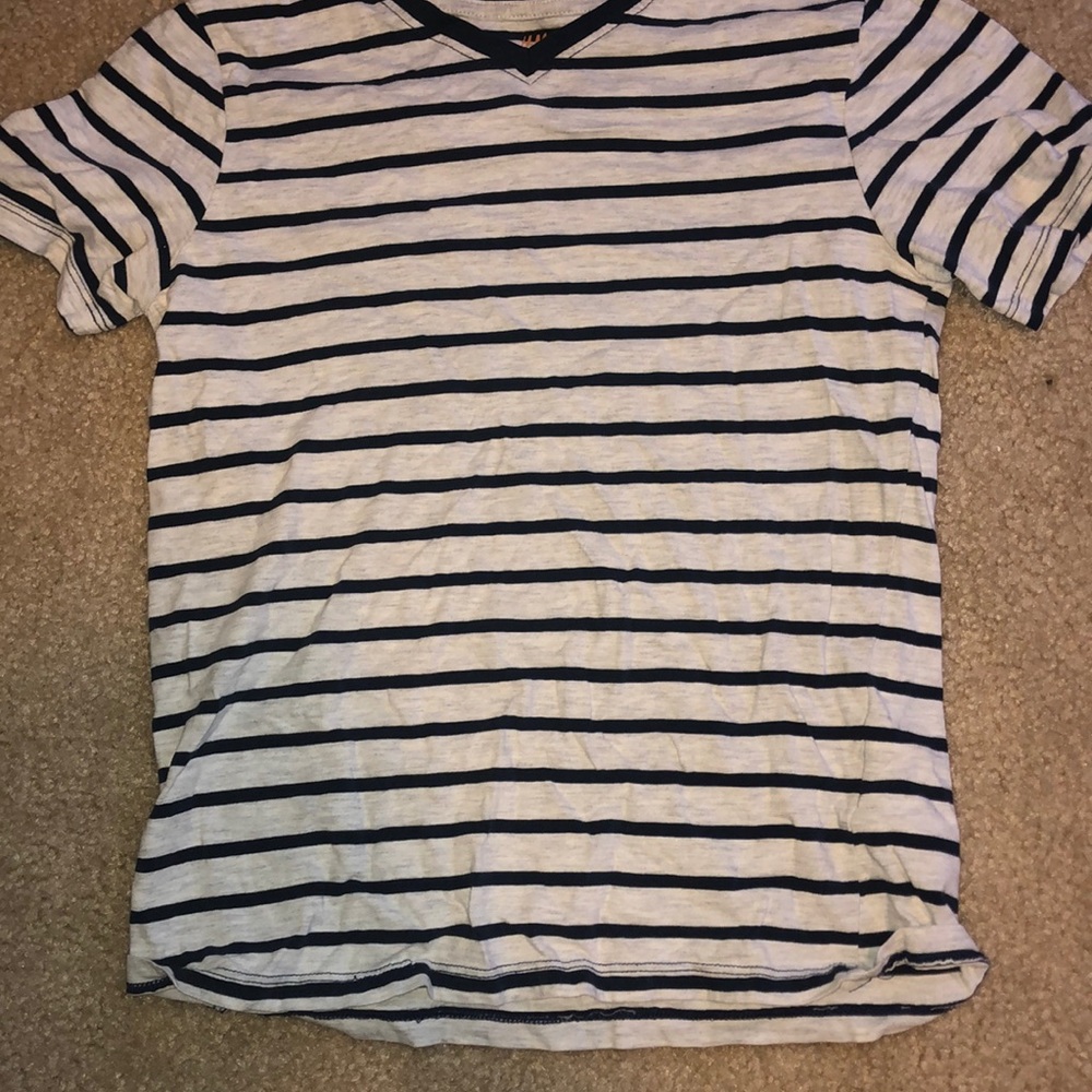 White and blue striped shirt